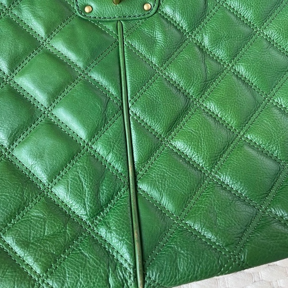 J. Crew Quilted Green Leather Quincy Quilted Hobo Bag Gold Color Hardware - Picture 7 of 9